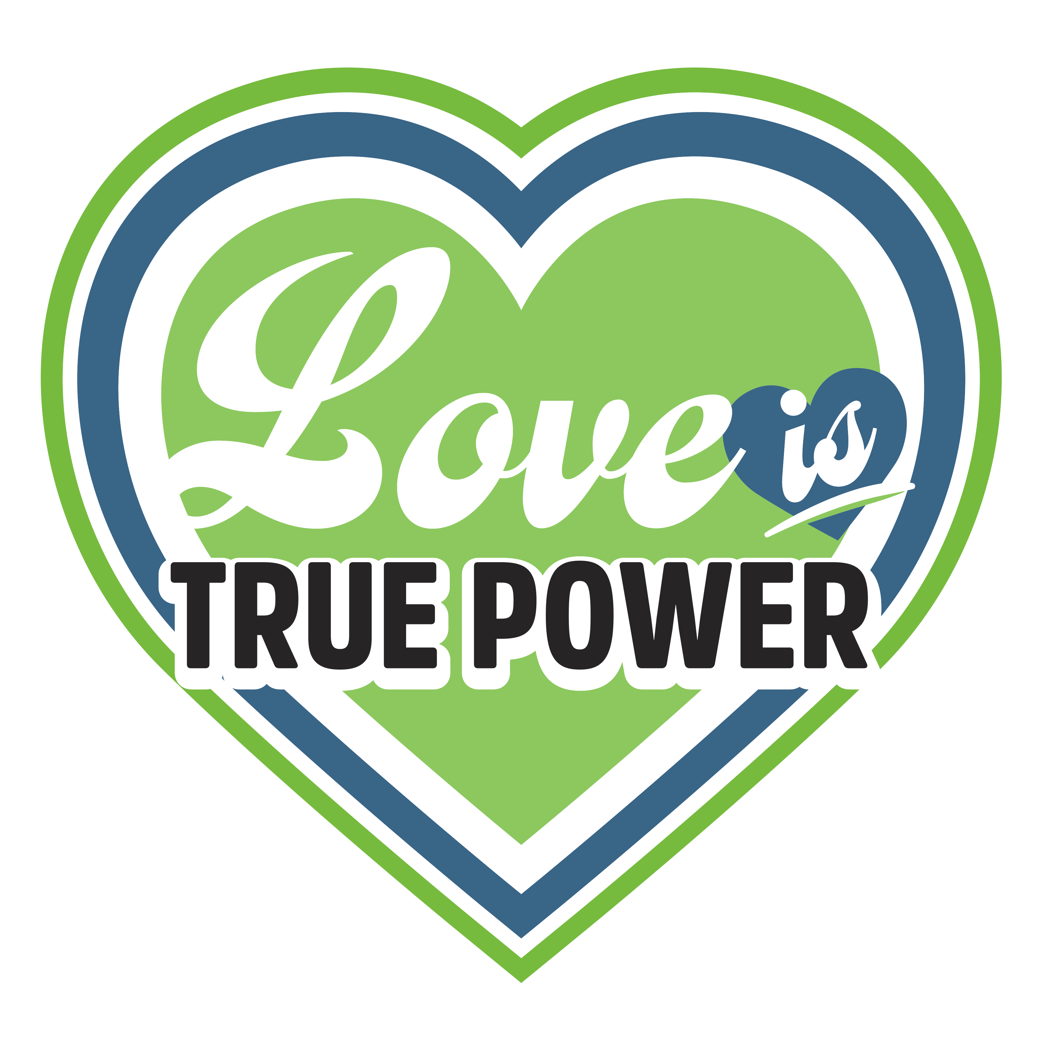 "Love is True Power" Green Sticker